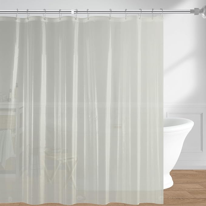 downluxe Shower Curtain Liner, PEVA Plastic Shower Liner with 3 Magnets, 72" x 72" Waterproof Bathroom Curtain, Grey, 1 Pack