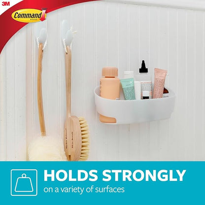 Command Bathroom Accessories, 5 Piece Bathroom Organizer Set - 1 Shower Caddy, 1 Soap Dish, 1 Toothbrush Holder, 2 Hooks with Water Resistant Strips