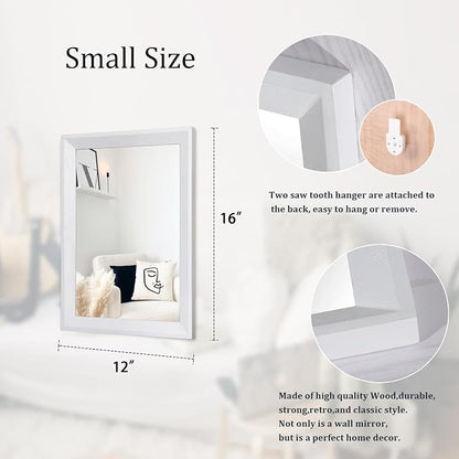 AAZZKANG Rectangular Wall Mirror Wood Framed Small Hanging Mirrors | Decorative Farmhouse Bedroom Bathroom Living Room Entryway Home Decor