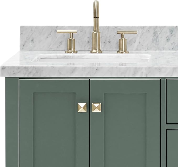 ARIEL Cambridge 67 Inch Double Rectangle Sink Bathroom Vanity with Carrara White Marble Countertop 1.5 Inch in Vintage Green