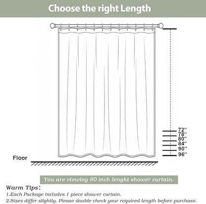 OWENIE White Shower Curtain for Bathroom 80 Inches Eatra Long, Elegant 3D Embossed Textured Cloth Waffle Shower Curtain, Modern Luxury Hotel Style, Water Repellent, Machine Washable, 72X80, White