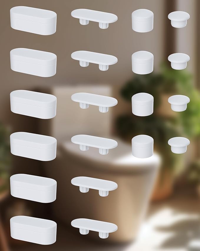 Hibbent 10 pieces Toilet Seat Bumpers for Bidet Attachment, Strong Adhesive with 2 Thickness TPE Pads(2 Heights), Universal Buffer Toilet Lid Rubber Bumpers, White