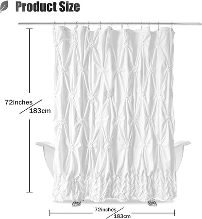 Seasonwood Modern Farmhouse Shower Curtain White Fabric Shower Curtain for Bathroom Decor Chic Style,Quick-Drying, Durable and Washable Bathroom Curtains, 72 x 72