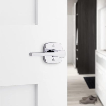 Kwikset Tripoli Lever Interior Privacy Door Handle with Lock, Door Lever for Bathroom and Bedroom, Polished Chrome Reversible Keyless Turn Lock (Pack of 8)