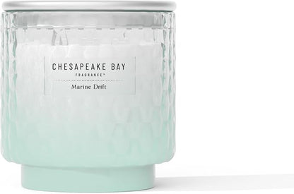 Chesapeake Bay, 11oz Marine Drift Scented Candle, Mood Evoking Fragrance, Textured Sea Glass-Inspired Jar, Premium Soy Blend Wax with Essential Oils, Coastal Fragrance for Home Décor or Gifting