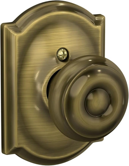 SCHLAGE Lock Company SCHLAGE Knob with Camelot Trim Non-Turning Lock, Antique Brass (F170 GEO 609 CAM)
