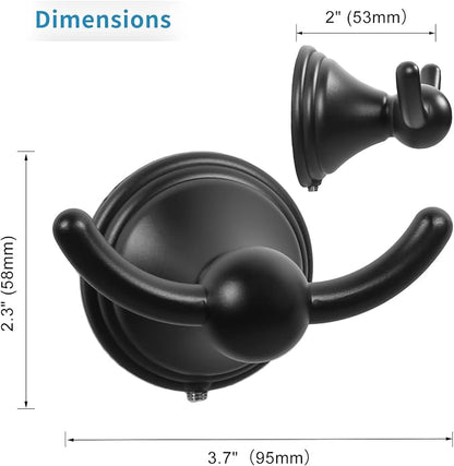 FILTA Bathroom Towel Hooks, Matte Black Robe & Towel Hooks for Wall Mounted, Traditional Towel and Robe Hooks for Hanging Towels, Bath Towel Holder for Shower(2 Pack)