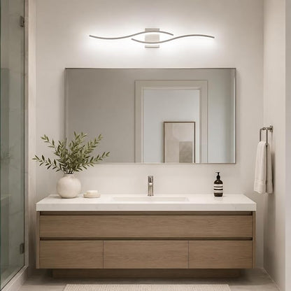 Modern Vanity Lights Dimmable Bathroom Light Fixtures Over Mirror Bathroom LED Vanity Light for Bathroom Living Room (Brushed Nickel,39.37Inch,5500K)