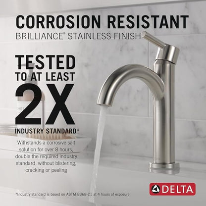 Delta Nicoli Brushed Nickel Bathroom Faucet 1 Hole, Single Hole Bathroom Sink Faucet for Vanity, Push-Pop Drain Assembly, Stainless 15749LF-SS