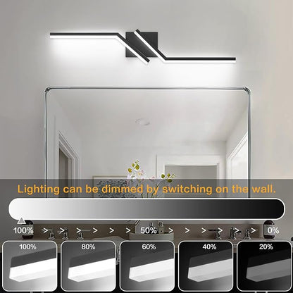 32 inch Black Vanity Light Modern Bathroom Lights Over Mirror Dimmable Bathroom LED Lights 6000K Cool White ETL Driver