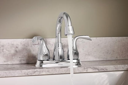 Moen Idora Chrome Two-Handle Centerset Bathroom Sink Faucet with Drain Assembly, 84115 (Pack of 2)