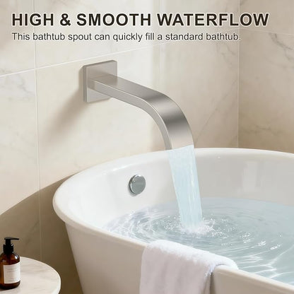 Brushed Nickel Shower System with Tub Spout, Ceiling Mounted Bathtub Shower Faucet Set, 12" Rainfall Shower Head and Handheld Shower Combo, High Pressure Shower Fixtures Set with Rough-in Valve
