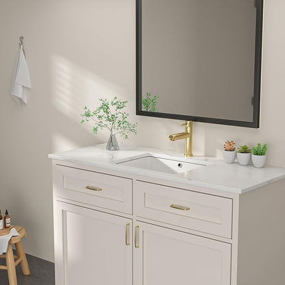 Dcolora 22x15 In. Undermount Bathroom Sink, Rectangular Fireclay White Ceramic Porcelain Lavatory Vanity Bath Sink Under Counter Vessel Sink, Farmhouse Style #DC-UVS2538003