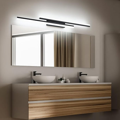 PRESDE 48 Inch Bathroom Light Fixtures Black Vanity Light Bar LED Modern Bath Lighting Over Mirror 5CCT