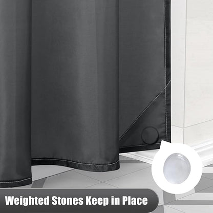 OLANLY Luxury Dark Grey and White Ombre Shower Curtain Sets with 12 Hooks, Waterproof and Washable Decorative Shower Curtains for Bathroom, 72x72 Inches