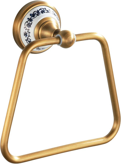 Trapezoid Antique Bronze Brass Hand Towel Holder, Bathroom Hardware Accessories,Porcelain Design