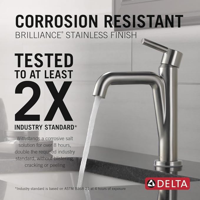 Delta Nicoli Brushed Nickel Bathroom Faucet 1 Hole, Single Hole Bathroom Sink Faucet for Vanity, Push-Pop Drain Assembly, Stainless 15849LF-SS
