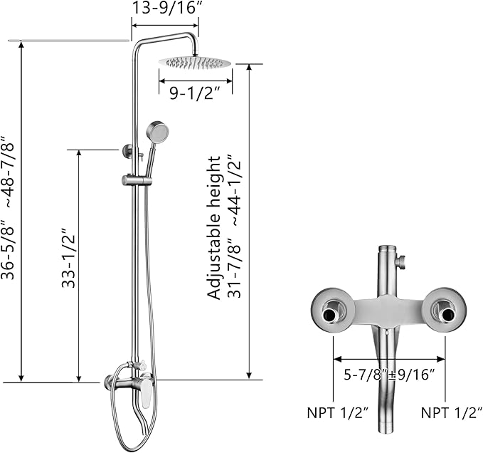 HDSRYJXH Shower Faucet - Shower Faucets Sets Complete, Shower System - Outdoor Shower Kit/Shower Enclosure/Outdoor Shower Fixtures W/ SS304 Shower Head with Handheld, Brushed Nickel