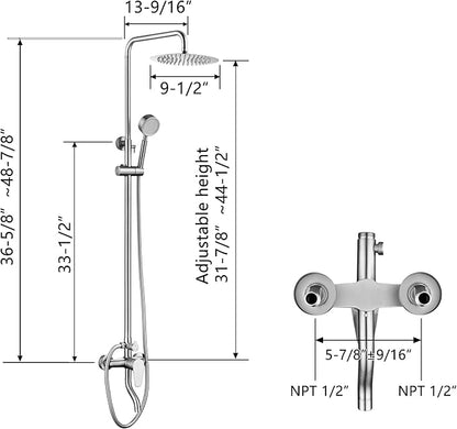 HDSRYJXH Shower Faucet - Shower Faucets Sets Complete, Shower System - Outdoor Shower Kit/Shower Enclosure/Outdoor Shower Fixtures W/ SS304 Shower Head with Handheld, Brushed Nickel