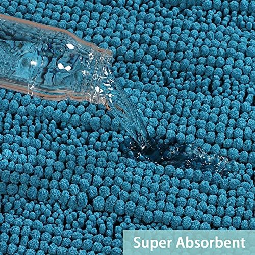 Turquoize Bathroom Rug 24"x36", Absorbent Chenille Bath Rug, Turquoise Blue