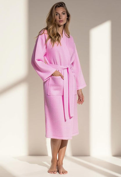 Turquaz Womens Lightweight Waffle Kimono Bathrobe for Men - Soft Quick-Dry Spa & Summer Towel Robe, Cotton Blend
