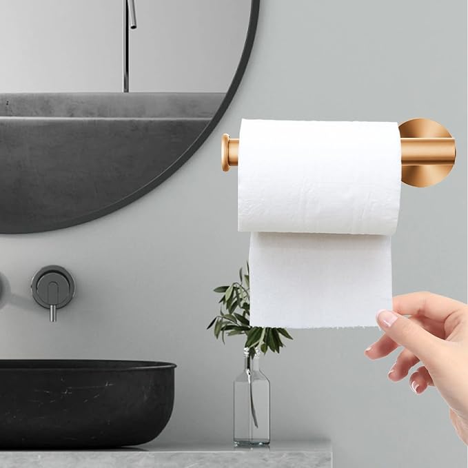Brushed Gold Bathroom Hardware Set, Towel Ring & Toilet Paper Holder, Stainless Steel SUS304, Hand Towel Hanger & Toilet Roll Holder, Sturdy Bathroom Accessories for Home or Kitchen