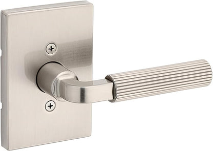Kwikset Mirada Reeded Dummy Door Handle, Single Sided Lever for Closets, French Double Doors, and Pantry, Satin Nickel, Non-Turning Reversible Interior Push/Pull Lever, with Microban Protection