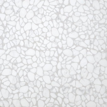 SUNWINGS 10-Sheet Pebble Tile for Shower Floor Border Kitchen Bathroom Backsplash, Carrara White Recycled Glass Marble Stone Looks Wall and Floor Tile, Covers 7.9 Sq. Ft