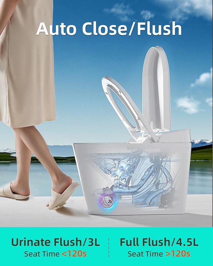 EPLO X9 Smart Toilet with Tank&Pump Auto Open Heated Seat Foam Shield Bidet | 17.7" Comfort ADA Seat Height-Elderly Friendly ,Quiet Flush,6S Quick Flush,High-Speed Dryer,Warm Wash,Foot Sensor Operation