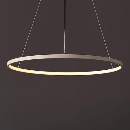 JONATHAN Y 23.75" Beige Modern Integrated LED Pendant Light, Dimmable Round Hoop Chandelier for Kitchen Island, Dining Room, Adjustable Height Metal Hanging Light (JYL7203H)