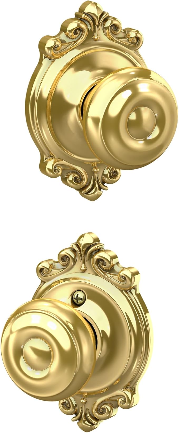 SCHLAGE F10 GEO 605 BRK Brookshire Collection Georgian Passage Knob, Bright Brass