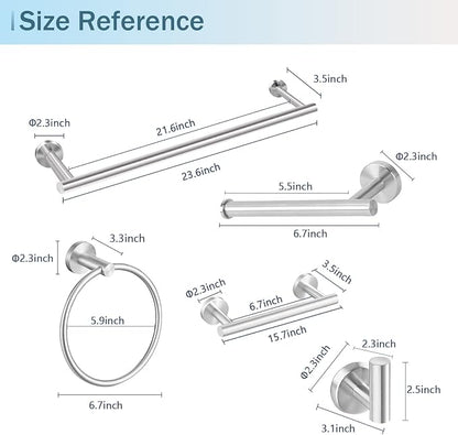 Cilee 10 Piece Brushed Nickel Bathroom Hardware Set, 24" 16" Towel Bar Set | 24 & 16 inch Towel bar, Toilet Paper Holder, Towel Ring, Towel Hook, Bathroom Accessories Set Stainless Steel Wall Mounted