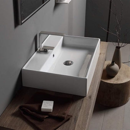 Scarabeo 8031/R-60-One Hole Teorema Rectangular Ceramic Wall Mounted/Vessel Sink, White