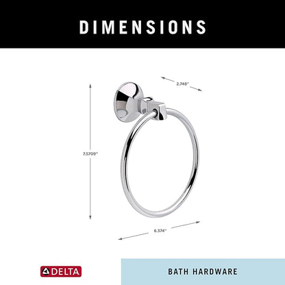 Delta Ashlyn (1-Pack) Hand Towel Holder Polished Chrome Towel Racks for Bathroom Wall Round Towel Ring Holder for Bath Towel Hanger for Kitchen, Bathroom Accessories 76446