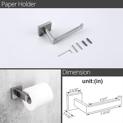 BAGNOLUX Bathroom Hardware Set 4 Pieces, Bath Towel Holder Set SUS304 Stainless Steel, Towel Bar Rack Set for Wall Mounted, Square Bathroom Accessories Set Fixture Heavy Duty Brushed Nickel
