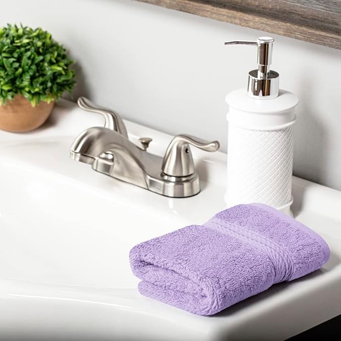 Superior Egyptian Cotton Plush & Absorbent, Face Towel Set of 6, Purple | Quick Dry, Soft Luxury Towel Set, Bath Essentials for Bathroom, Guest Bath, Spa, 2 Piece Face, Madeline Towels