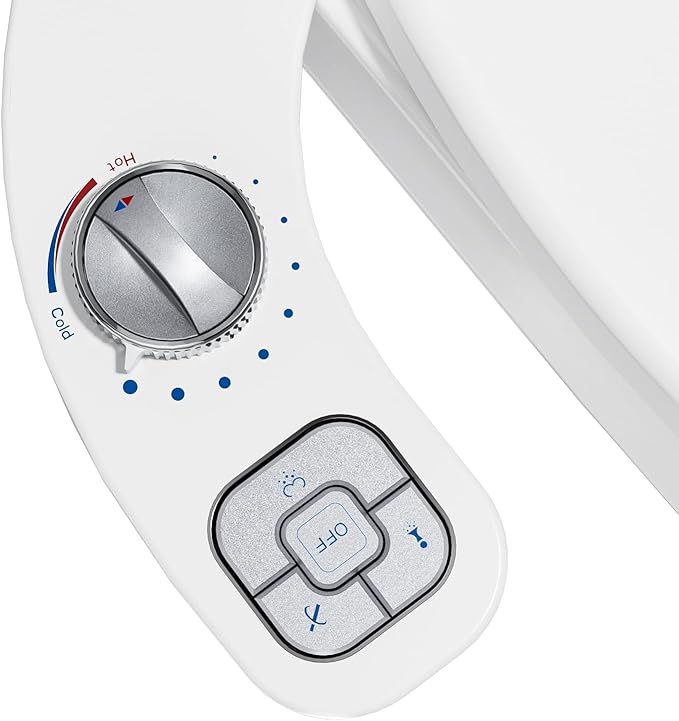 Hot and Cold Bidet, Warm Water Bidet Attachment for Toliet, Non-Electric Warm Bidet with Adjustable Water Pressure, Dual nozzle Rear and Feminine Wash - Self cleaning (Silver)