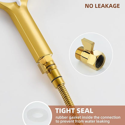 Angle Simple Shower Flow Control Valve, Water Shut Off Valve, Polished Gold | Brass Water Flow Restrictor, G 1/2 Pressure Reducer for Handheld Shower Head or Bidet Sprayer