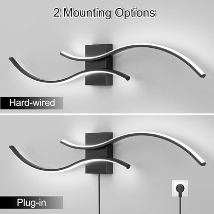 CANEOE Modern Led Wall Light, 39inch Black Indoor Led Wall Sconce Lighting, Bathroom Vanity Light Fixtures Over Mirror for Living Room Hallway Bedroom Bedside Wall Lamp (Cool White, 6000K)