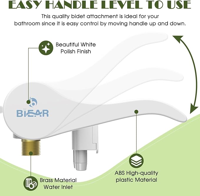 6mm Slim Bidet, Bidet Attachment for Toilet, Bidet Toilet Seat Sprayer Jet with Dual Nozzles Front & Back Washing for Women Men Easy Use Right Handle Non-Electric Fresh Cold Water Bidet