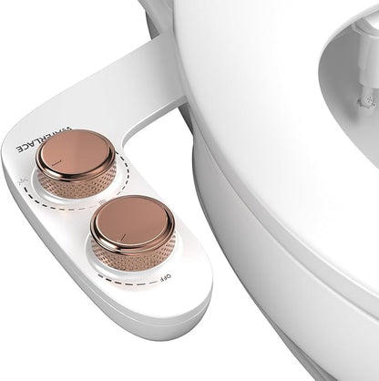 Bidet Attachment for Toilet, Self-Cleaning Dual Retractable Nozzles Bidet, Non-Electric Adjustable Water Pressure for Hygienic Rear & Feminine Wash, Easy Installation Ultra-Slim (Rose Gold)