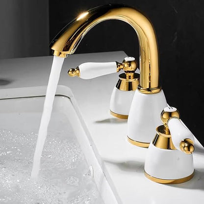 3 Hole Basin Mixer Faucet Brass 3 Hole Bathroom Faucets-Chrome Plated