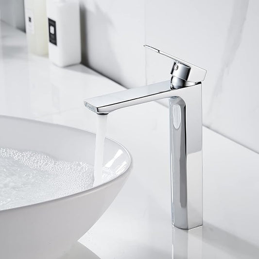 VOTON Chrome Vessel Sink Faucet Tall Single Handle Bathroom Vanity Sink Faucet, Rv Bathroom Faucets Lavatory Vessel Faucet Basin Mixer Tap, Solid Brass 1.2 GPM