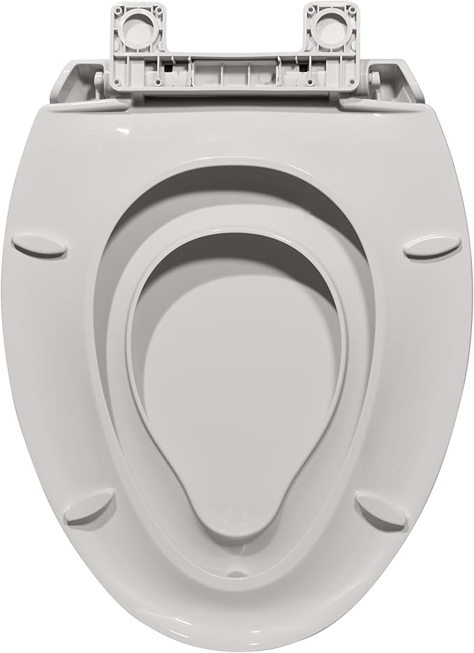 Elongated Toilet Seat for Adult and Child, 19" Biscuit Built-In Potty Training, Soft Quiet Close Non-Slip Design with Magnetic Children's Seat and Cover for Elongated Oval Toilets, Easy Install