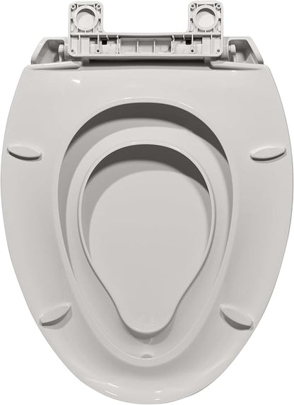 Elongated Toilet Seat for Adult and Child, 19" Biscuit Built-In Potty Training, Soft Quiet Close Non-Slip Design with Magnetic Children's Seat and Cover for Elongated Oval Toilets, Easy Install