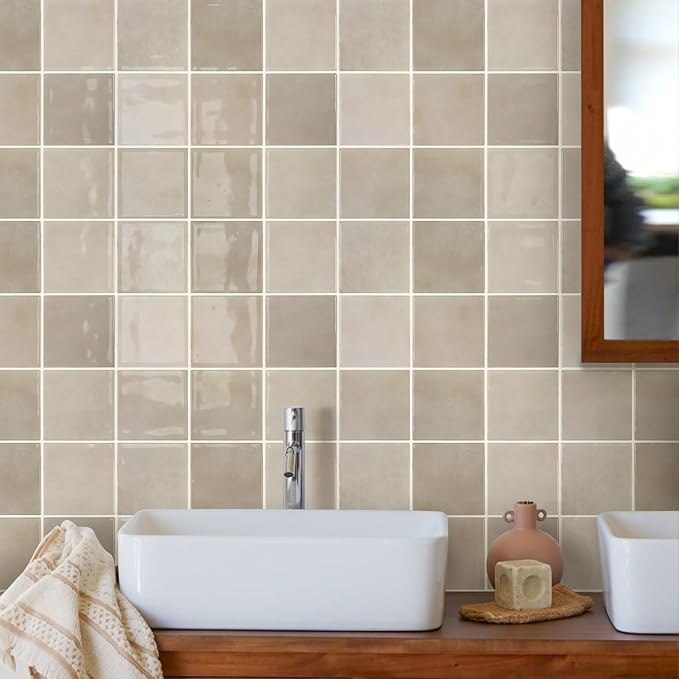 Commomy Thicker Peel and Stick Tiles 10 pcs of 12" x 12" | 3D Adhesive Square Peel and Stick Tiles Backsplash for Kitchen, Bathroom,Waterproof, Vinyl Wall Tile(Cover 10 Sq.ft)