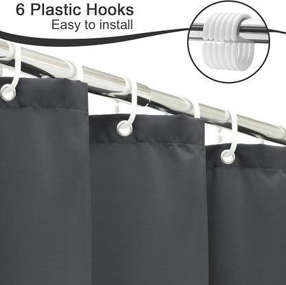 AooHome Stall Shower Curtain 36 Width x 72 Height Inch, Solid Fabric Bathroom Curtain for Hotel with Hooks, Water Repellent, Dark Grey