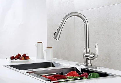 Frigidaire Alexis Single Handle Pull Down Kitchen Faucet, Brushed Nickel