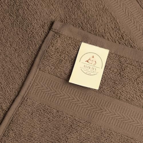 Bath Towels Pack of 6 – 24" x 48" – 100% Cotton Terry, Soft, Quick-Dry & Highly Absorbent – Chocolate Brown Towels for Bathroom, Spa, Gym, Hotel, Pool & Everyday Use