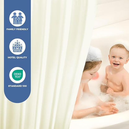 downluxe Waterproof Fabric Shower Curtain Liner, Soft Cloth Shower Liner with Magnets, Machine Washable & Hotel Quality Bathroom Curtain, 70" W x 72" L, Ivory